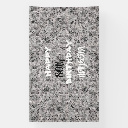 エレガントな赤黒白の花柄の誕生日バナー 横断幕 (縦)