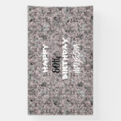 エレガントな赤黒白の花柄バースデーバナー 横断幕 (縦)