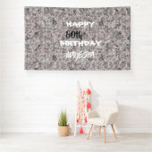 エレガントな赤黒白の花柄バースデーバナー 横断幕 (インサイチュ)