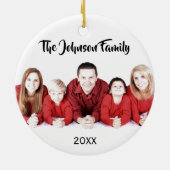 エレガントな赤、金ゴールドおよびホワイトクリスマス| DIYの写真 セラミックオーナメント (裏面)