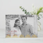 エレガントな赤nの金ゴールドGanesha及びMehndiの保存日付 セーブザデート (スタンド正面)