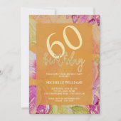 エレガントな輝きのゴールドカリグラフィー誕生日 招待状 (正面)