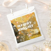 エレガントな輝きのゴールドボケライトクリスマス フェイバーバッグ (クリップ留めされた状態)