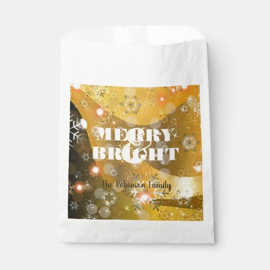 エレガントな輝きのゴールドボケライトクリスマス フェイバーバッグ (正面)