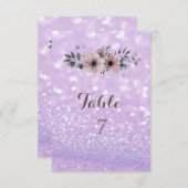 エレガントな輝きのボケ花のテーブルカード 招待状 (正面/裏面)