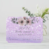 エレガントな輝きのボケ花の返信カード 招待状 (スタンド正面)