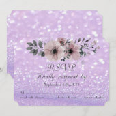 エレガントな輝きのボケ花の返信カード 招待状 (正面/裏面)