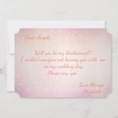 エレガントな輝きのボケ、ウェディングドレスの花嫁とウェディングパーティーのカード 招待状 (裏面)