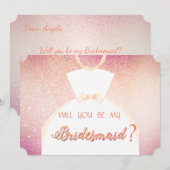 エレガントな輝きのボケ、ウェディングドレスの花嫁とウェディングパーティーのカード 招待状 (正面/裏面)