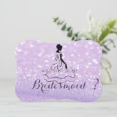 エレガントな輝きのボケ、シルエットのブライズメイドカード 招待状 (スタンド正面)