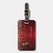 エレガントな輝きのボケ フォイル コンフェッティ・ダイヤモンド,ネコ ラゲッジタグ (正面縦)