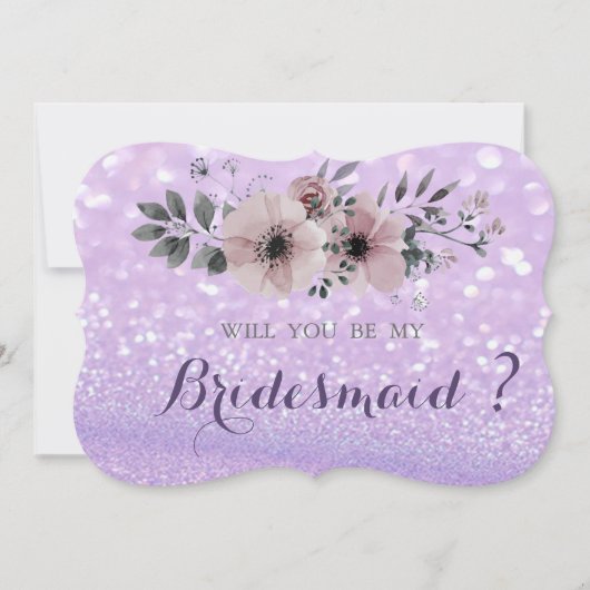 エレガントな輝きのボケ、フラワーブライドメイドカード 招待状 (正面)