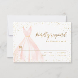 エレガントな輝きゴールドのチークドレス　キンセアニエラ　出欠確認 出欠カード