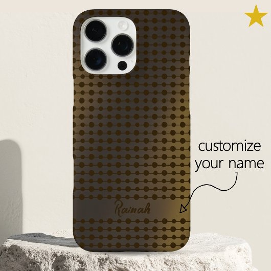 エレガントな輝きゴールドドットラインパターン カスタムネーム Case-Mate iPhoneケース