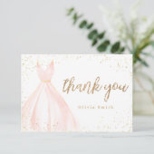 エレガントな輝きゴールドピンクのドレス　キンセアニエラ サンキューカード (スタンド正面)