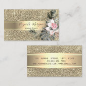 エレガントな輝き , ゴールドのストライプ, パームリーフ, ローズ 名刺 (正面/裏面)