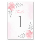 エレガントな輝き ピンクの花の女の子のベビーシャワー テーブルナンバー (裏面)