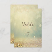 エレガントな輝き,ボケ,リングのテーブルカード 招待状 (正面/裏面)