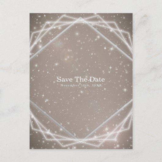 エレガントな輝き 現代の幾何学的なデザインの結婚式の予告 案内ポストカード (正面)