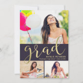 エレガントな輝き　編集可能な色　卒業写真カード 案内状 (正面)