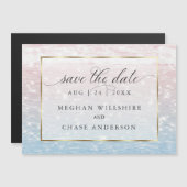 エレガントな輝くピンクの海の水 マグネット招待状 (正面/裏面)