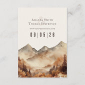 エレガントな農村の秋の山岳風景のウェディング エンクロージャーカード (裏面)