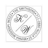 エレガントな返信住所 円形 ウェディングイニシャル セルフインキングスタンプ (デザイン)