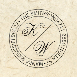 エレガントな返信住所 円形 ウェディングイニシャル セルフインキングスタンプ