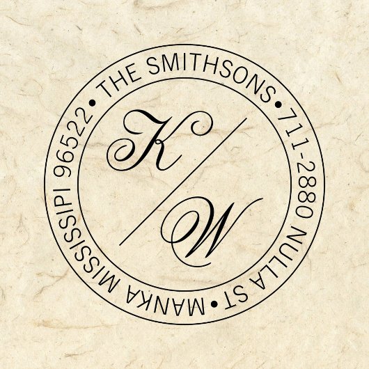 エレガントな返信住所 円形 ウェディングイニシャル セルフインキングスタンプ