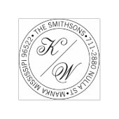 エレガントな返信住所 円形 結婚式のイニシャル ラバースタンプ (インプリント)