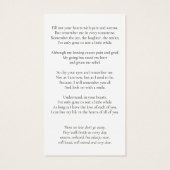 エレガントな追悼式 葬儀 フォト 祈りのカード (裏面)