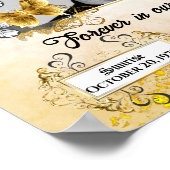 エレガントな追悼 ブラック＆ゴールド 2枚の写真 法事 ポスター (角)