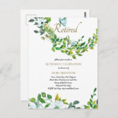 エレガントな退職のお知らせ ボタニカル フラワーリーフ ポストカード (正面/裏面)