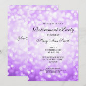 エレガントな退職パーティーの紫色のグリッターライト 招待状 (正面/裏面)
