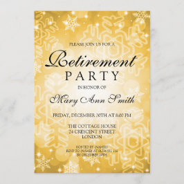 エレガントな退職パーティーの金ゴールドの冬の《写真》ぼけ味ライト 招待状