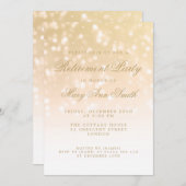 エレガントな退職パーティーの金ゴールドの輝きライト 招待状 (正面/裏面)