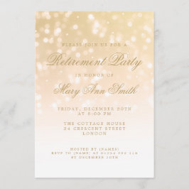エレガントな退職パーティーの金ゴールドの輝きライト 招待状