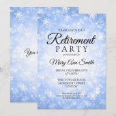 エレガントな退職パーティーの青い冬の不思議の国 招待状 (正面/裏面)