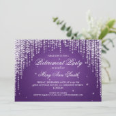 エレガントな退職パーティー夜は紫色を眩まします 招待状 (スタンド正面)