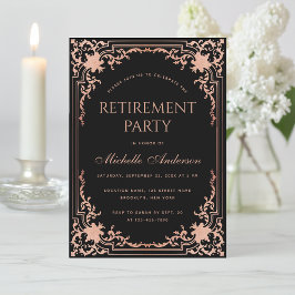 エレガントな退職パーティー ブラック ピンク ローズゴールド 招待状
