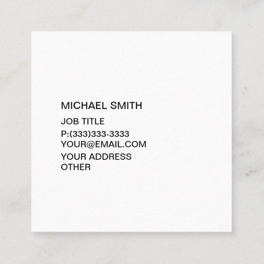 エレガントな透かしのモノグラム スクエア名刺 (裏面)