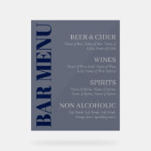 エレガントな透明なネイビーグレーのタイポグラフィバーメニュー アクリルサイン (正面)