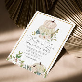 エレガントな遊び心のある花の飾られたパンプキン オータム ウェディング 招待状