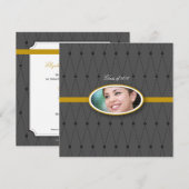 エレガントな道化師パターン: 金ゴールド 招待状 (正面/裏面)