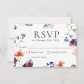 エレガントな野の花のフラワーイベントRSVP 出欠カード (正面)
