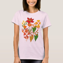 エレガントな野の花のブーケ 植物画のフラワーアート Tシャツ