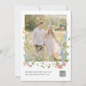 エレガントな野の花の写真QRコードRSVP ウェディング 招待状 (裏面)