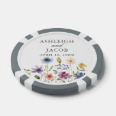 エレガントな野の花の春の結婚式 名前入り ポーカーチップ (シングル)