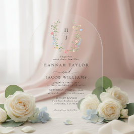 エレガントな野の花の結婚式アーチ アクリル招待状