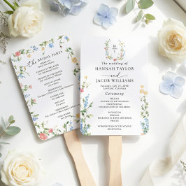 エレガントな野の花の結婚式プログラム ハンドファン